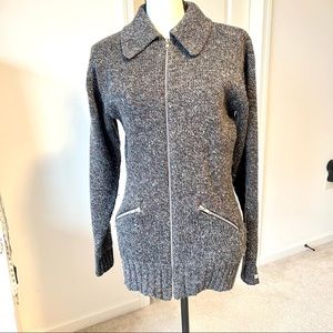 COLUMBIA Collared Full Zip Wool Blend Speckled Sweater—SZ. Small